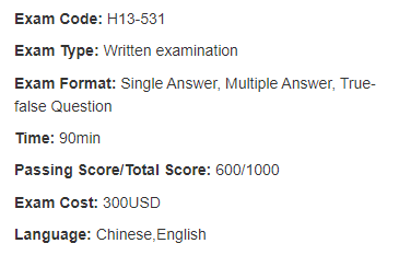 H13-531 exam information