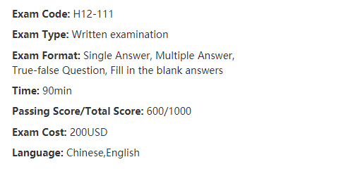 HCIA-loT H12-111 exam information