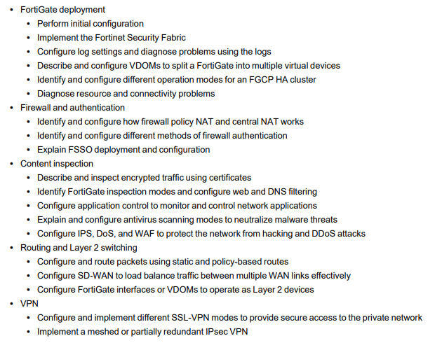 NSE4_FGT-7.0 topics