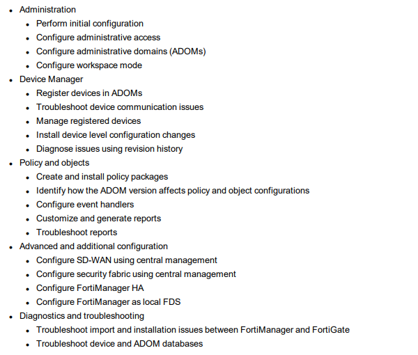 Fortinet NSE5_FMG-6.4 exam topics