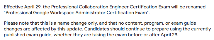Google Workspace Administrator certification exam